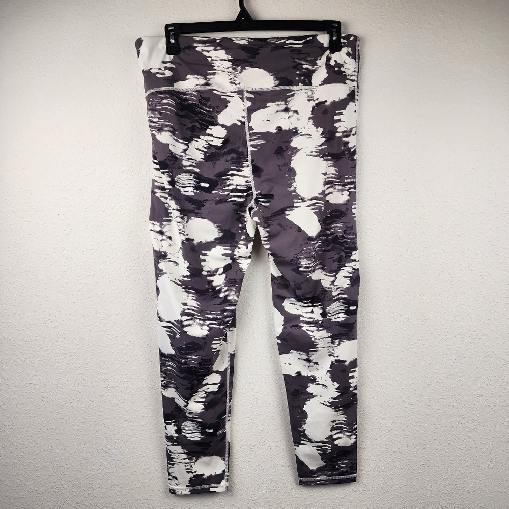 Mono B Black White Abstract Print Leggings 3XL High Rise Stretch Activewear - Picture 2 of 7